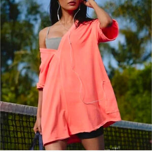 Free People Neon Coral Hotshot Romper Oversized Size XL